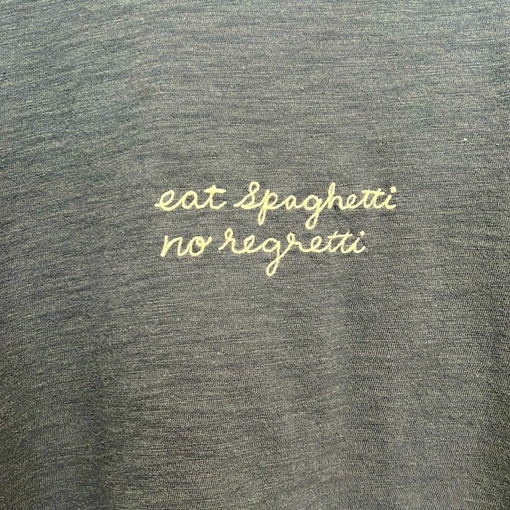 EUC Old Navy Tshirt ~ Eat Spaghetti No Regretti ~ size XXL blue/grey
